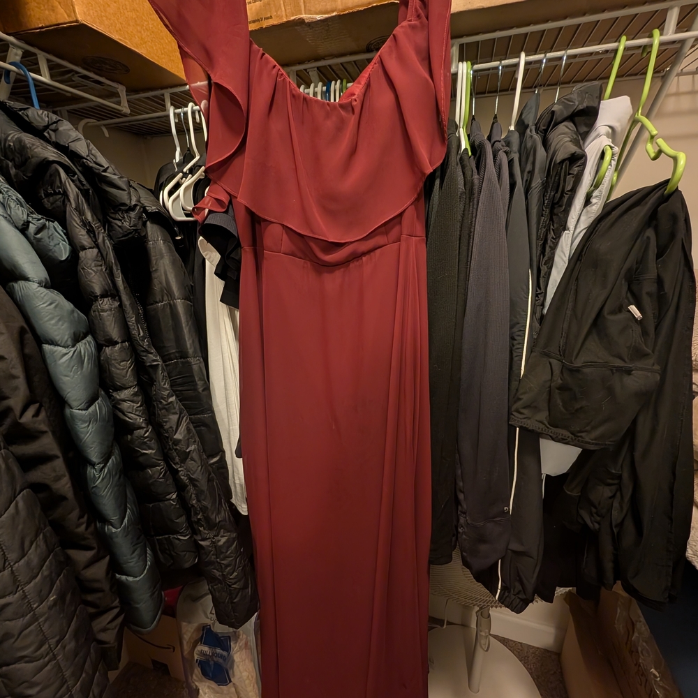 Bill Levkoff Burgundy Strapless Dress
